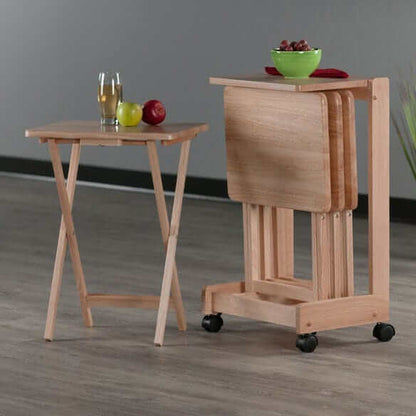 Winsome Wood Brienda 5-Pc Flip Top Snack Table Set Natural 83520
