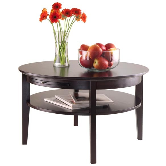 Winsome Wood Amelia Round Coffee Table with Pull out Tray 92232