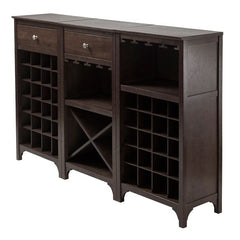 Winsome Wood Ancona 3-Pc Modular Espresso Wine Cabinet Set 92367