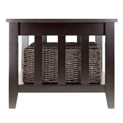 Winsome Wood Morris Coffee Table with 3 Foldable Corn Husk Baskets 92441