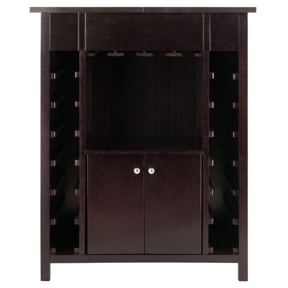 Winsome Wood Yukon Expandable Top Espresso Wine Cabinet 92655