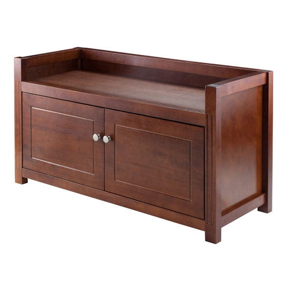 Winsome Wood Charleston Walnut 2-Door Storage Bench 94040