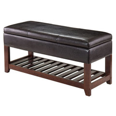 Winsome Wood Monza Espresso Leather Storage Chest Bench 94143