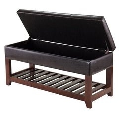 Winsome Wood Monza Espresso Leather Storage Chest Bench 94143