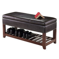 Winsome Wood Monza Espresso Leather Storage Chest Bench 94143