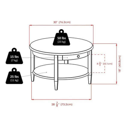 Winsome Wood Concord Walnut Round Coffee Table 94231