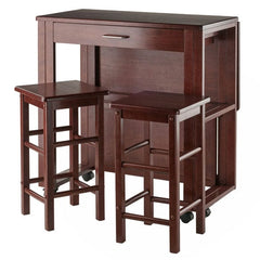 Winsome Wood Fremont 3-Pc Walnut Space Saver with Tuck-Away Stools 94331