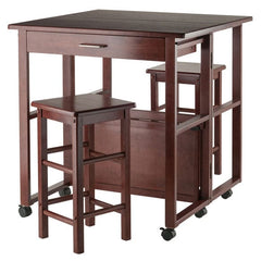 Winsome Wood Fremont 3-Pc Walnut Space Saver with Tuck-Away Stools 94331