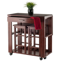 Winsome Wood Fremont 3-Pc Walnut Space Saver with Tuck-Away Stools 94331