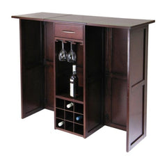 Winsome Wood Newport Expandable Entertainment Walnut Wine Bar 94350