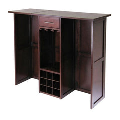 Winsome Wood Newport Expandable Entertainment Walnut Wine Bar 94350