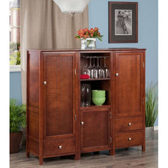 Winsome Wood Brooke 3-Pc Walnut Modular Jelly Cupboard Set 94357