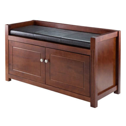 Winsome Wood Charleston Walnut 2-Pc Storage Bench with Seat Cushion 94392