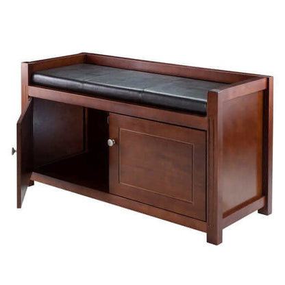 Winsome Wood Charleston Walnut 2-Pc Storage Bench with Seat Cushion 94392
