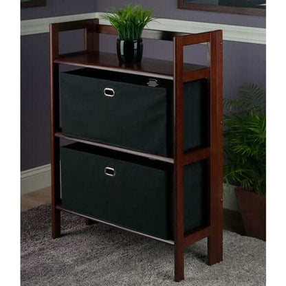 Winsome Wood Torino 3-Pc Storage Shelf w/ 2 Foldable Fabric Baskets 94395