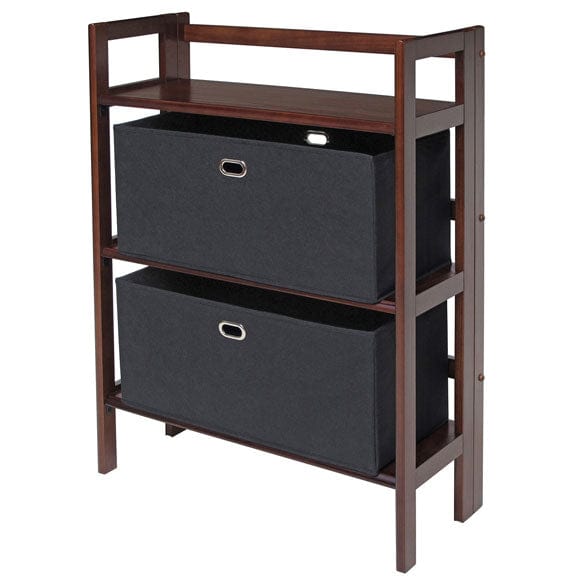 Winsome Wood Torino 3-Pc Storage Shelf w/ 2 Foldable Fabric Baskets 94395