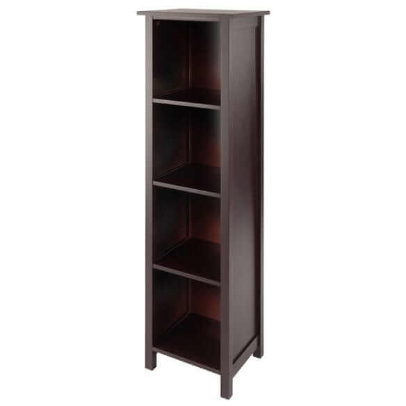 Winsome Wood Milan Walnut Narrow 4-Section Storage Shelf 94416