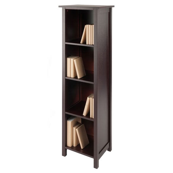 Winsome Wood Milan Walnut Narrow 4-Section Storage Shelf 94416