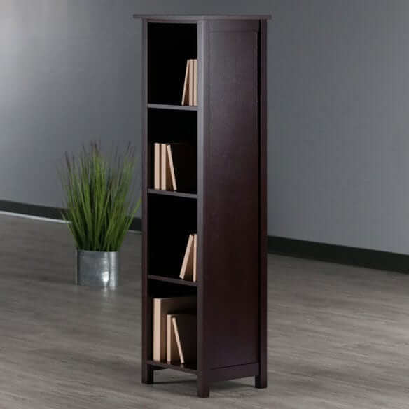 Winsome Wood Milan Walnut Narrow 4-Section Storage Shelf 94416
