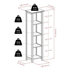 Winsome Wood Milan Walnut Narrow 4-Section Storage Shelf 94416