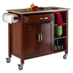 Winsome Wood Walnut/Natural  Mabel Utility Kitchen Cart 94843