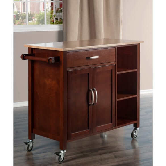 Winsome Wood Walnut/Natural  Mabel Utility Kitchen Cart 94843