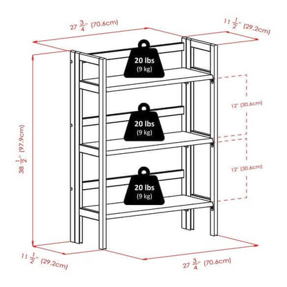 Winsome Wood Torino 3-Pc Storage Shelf w/ 2 Foldable Fabric Baskets 94395
