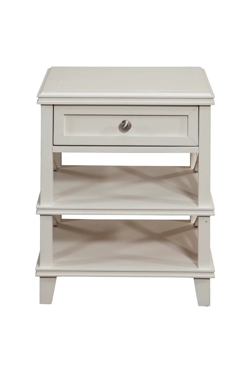 Alpine Furniture White Potter 1 Drawer Nightstand w/Shelves 955-02