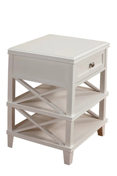 Alpine Furniture White Potter 1 Drawer Nightstand w/Shelves 955-02