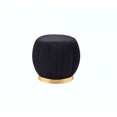 ACME Zinnia Black Velvet & Gold Ottoman 96449