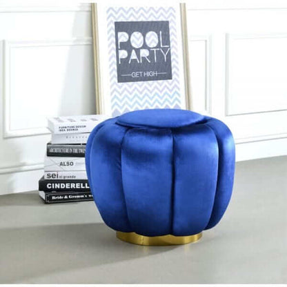 ACME Heiress Sapphire Blue Velvet Ottoman 96464