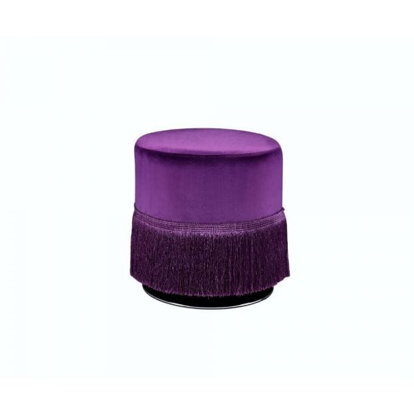 ACME Clivia Eggplant Velvet Ottoman 96467