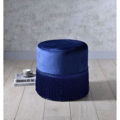 ACME Clivia Midnight Blue Velvet Ottoman 96466