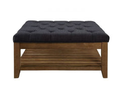 ACME Aizen Cocktail Dark Gray Fabric & Weathered Oak Finish Ottoman 96560