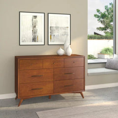 Alpine Furniture Acorn Flynn Mid Century Modern 7 Drawer Dresser 966-03