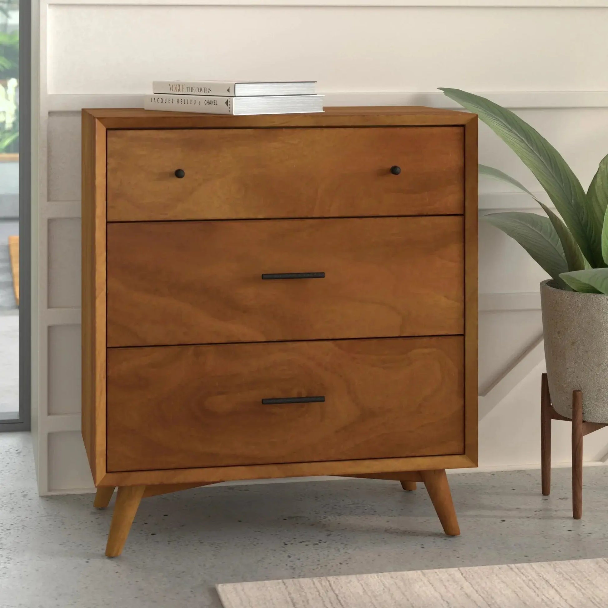 flynn mid century modern dresser Alpine Furniture Flynn Mid Century Modern Small Chest,  Acorn