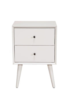 Alpine Furniture White Flynn Mid Century 2 Drawer Nightstand 966-W-02