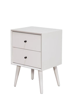 Alpine Furniture White Flynn Mid Century 2 Drawer Nightstand 966-W-02