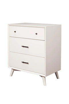 Alpine Furniture White Flynn Mid Century 3 Drawer Small Chest 966-W-04