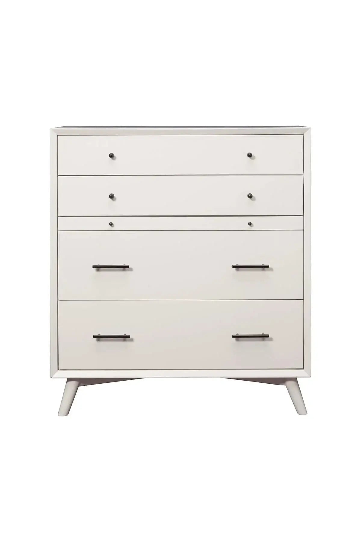 Alpine Furniture White Flynn 4 Drawer Multifunction Chest w/ PO Tray 966-W-05