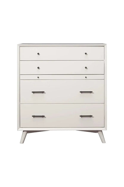 Alpine Furniture White Flynn 4 Drawer Multifunction Chest w/ PO Tray 966-W-05