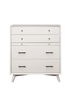 Alpine Furniture White Flynn 4 Drawer Multifunction Chest w/ PO Tray 966-W-05