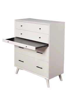 Alpine Furniture White Flynn 4 Drawer Multifunction Chest w/ PO Tray 966-W-05