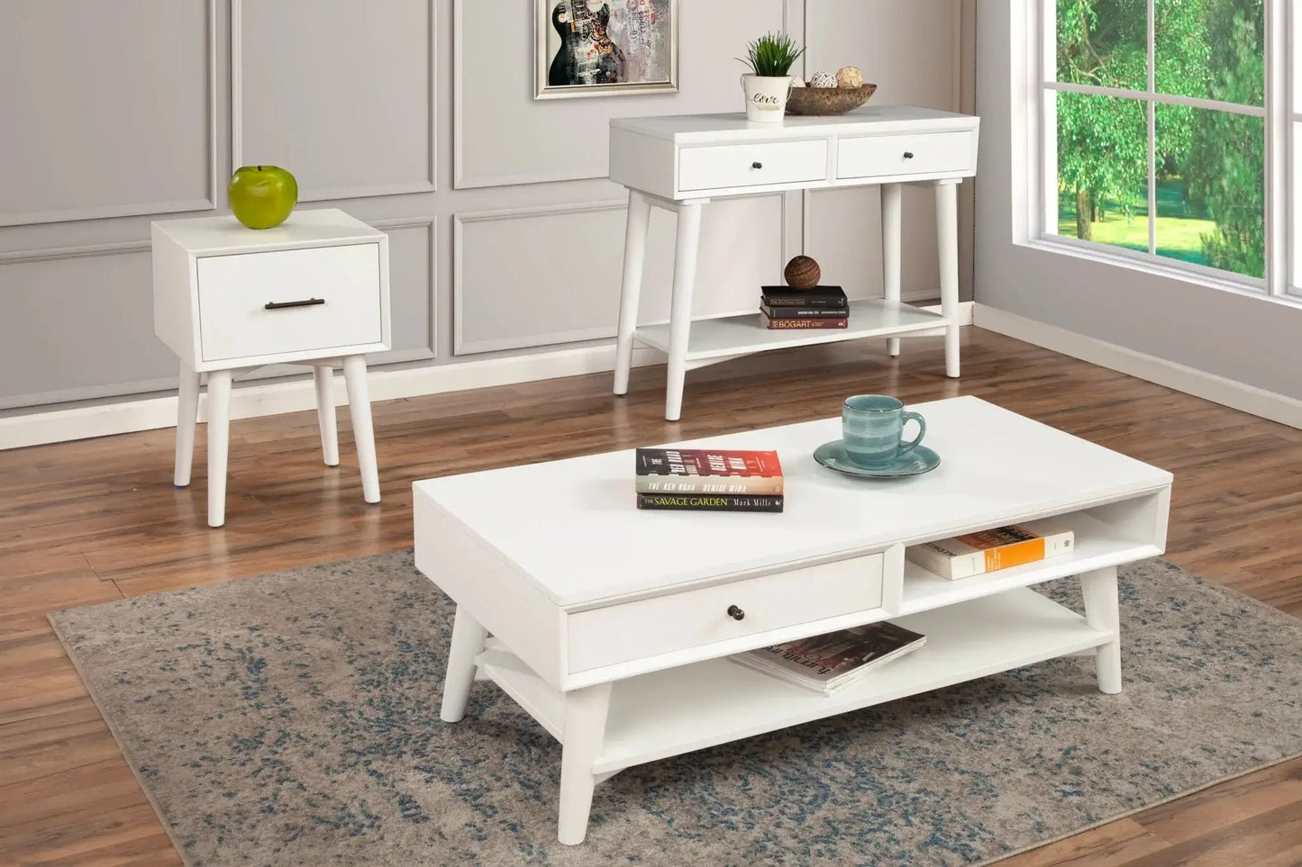 Alpine Furniture Flynn White End Table 966-W-62