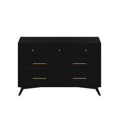 Alpine Furniture Black Flynn Mid Century Modern 7 Drawer Dresser 966BLK-03