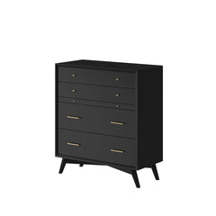 Alpine Furniture Flynn 4 Drawer Black Chest w/ PO Tray 966BLK-05