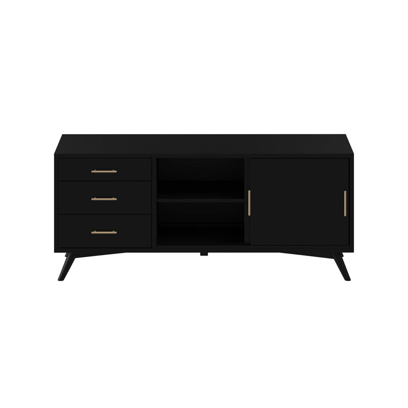 Alpine Furniture Black Flynn Large TV Console 966BLK-10