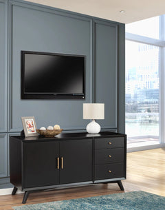 Alpine Furniture Black Flynn Sideboard 966BLK-64