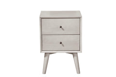 Alpine Furniture Grey Flynn Mid Century Modern 2 Drawer Nightstand 966G-02