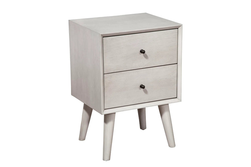 Alpine Furniture Grey Flynn Mid Century Modern 2 Drawer Nightstand 966G-02